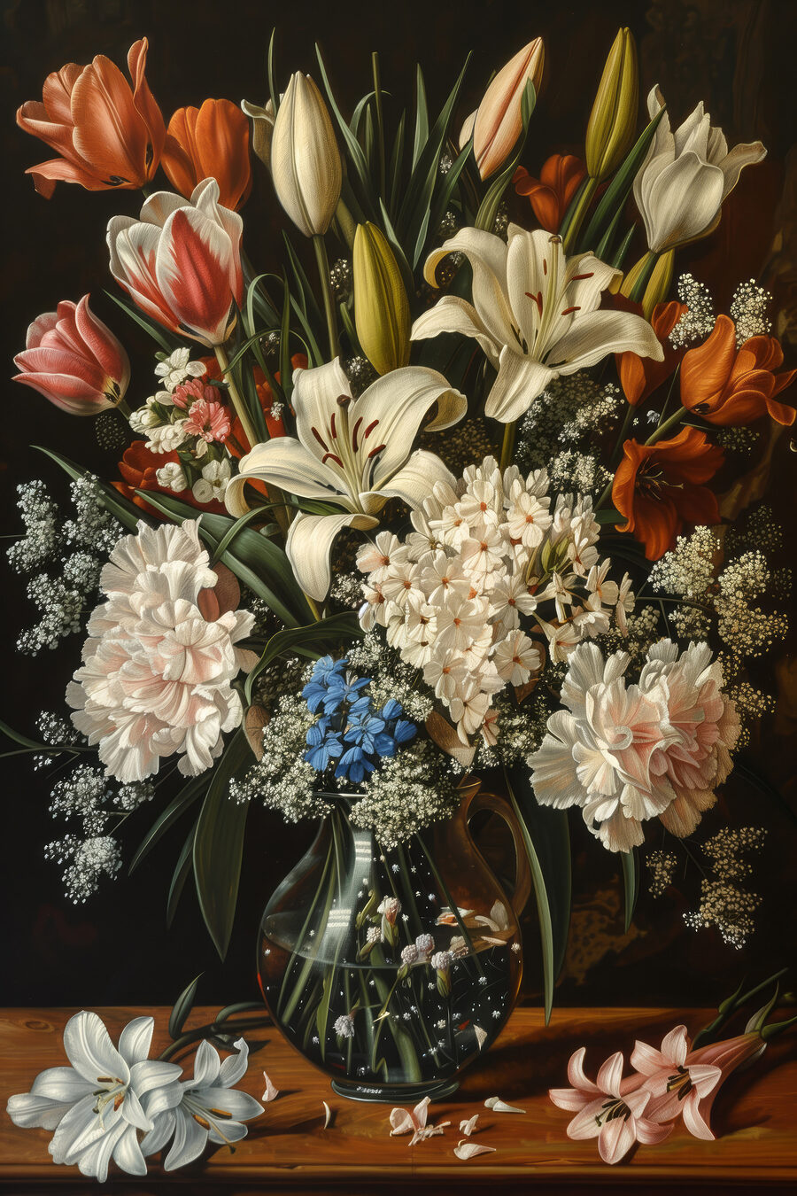 Schilderij van bloemen in een vaas