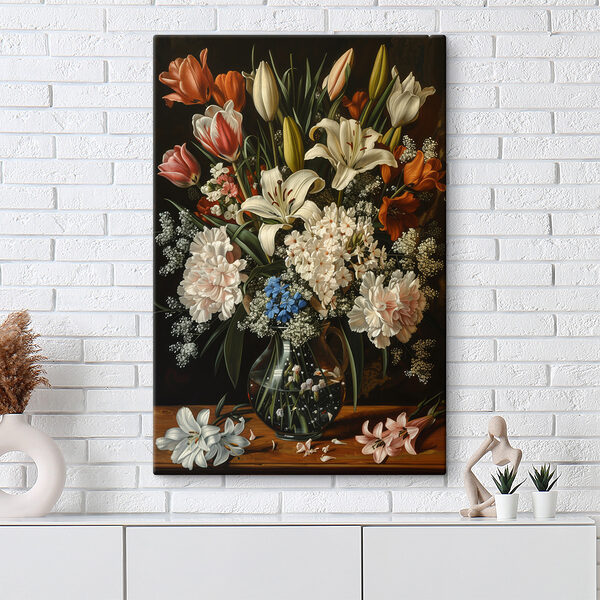 Schilderij van bloemen in een vaas Schilderij van bloemen in een vaas