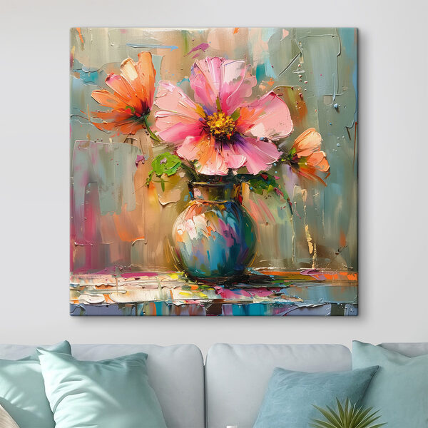 Schilderij van bloemen in een vaas Schilderij van bloemen in een vaas
