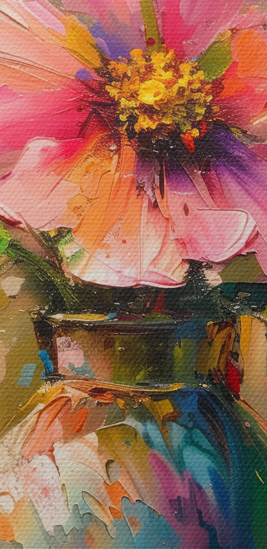 Schilderij van bloemen in een vaas Schilderij van bloemen in een vaas