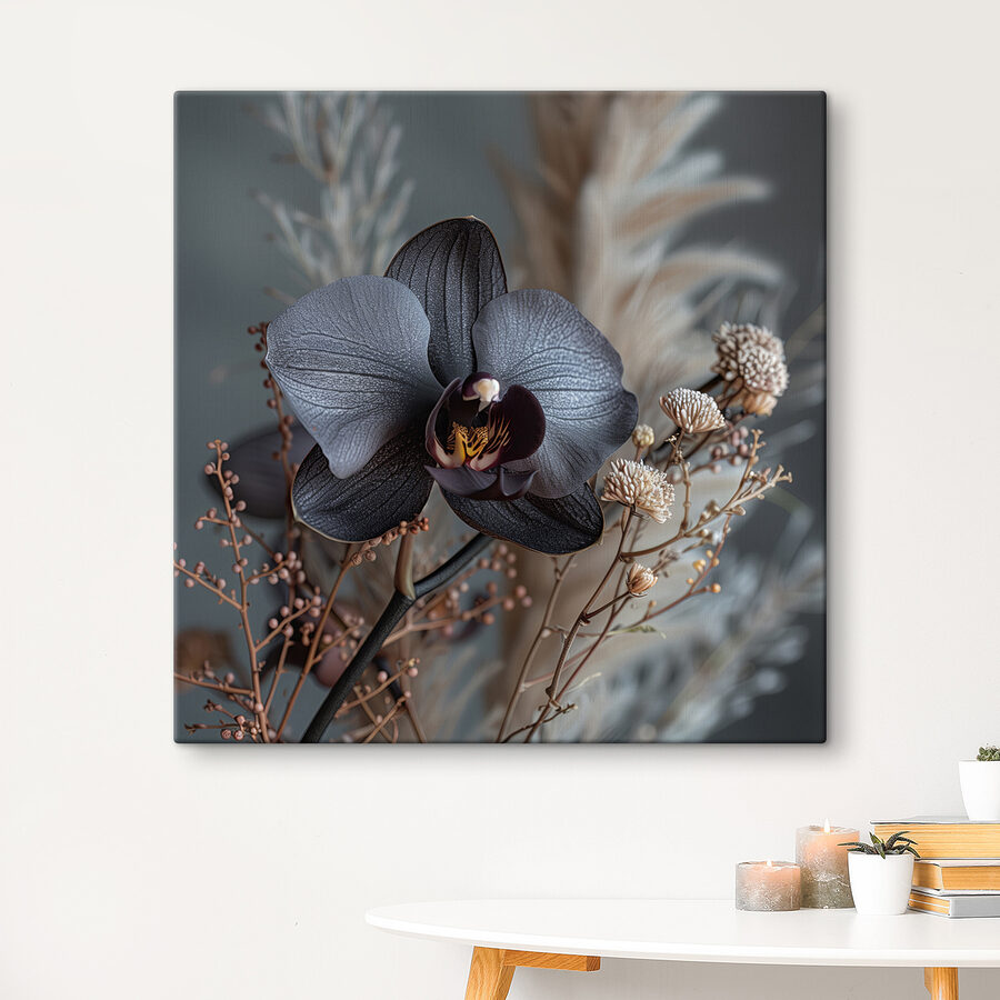 Zwarte bloem met witte bloemen