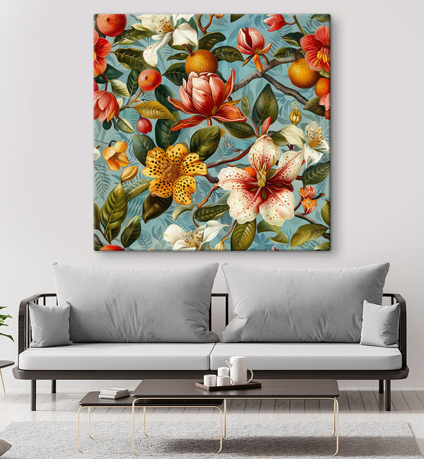 Bloemenpatroon met sinaasappels en bloemen Bloemenpatroon met sinaasappels en bloemen