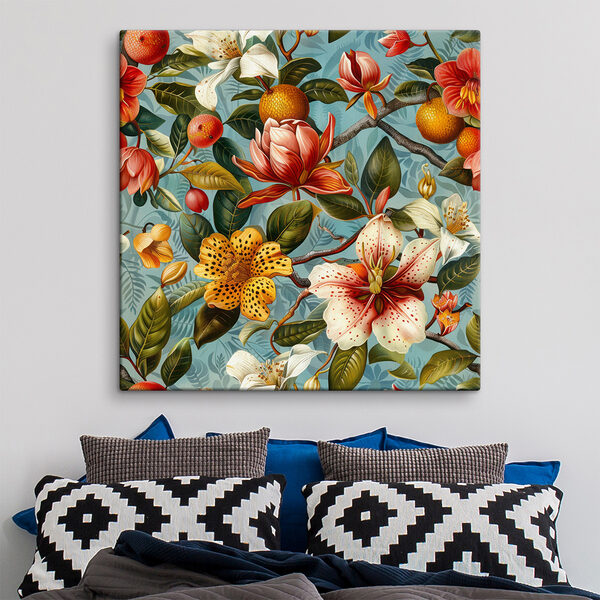 Bloemenpatroon met sinaasappels en bloemen Bloemenpatroon met sinaasappels en bloemen