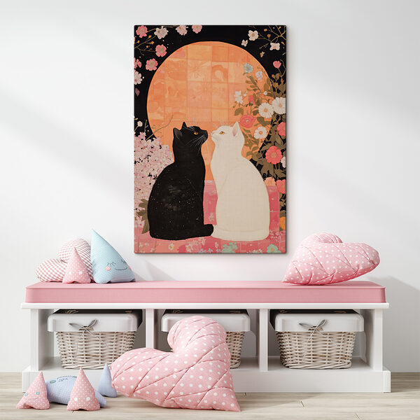 Zwart-witte katten kijken elkaar aan Zwart-witte katten kijken elkaar aan