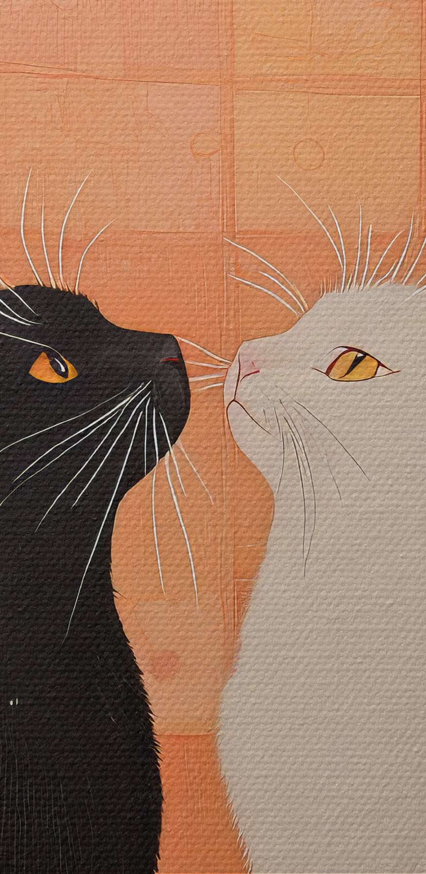 Zwart-witte katten kijken elkaar aan