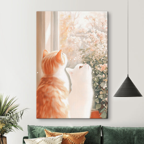 Twee katten kijken uit een raam Twee katten kijken uit een raam