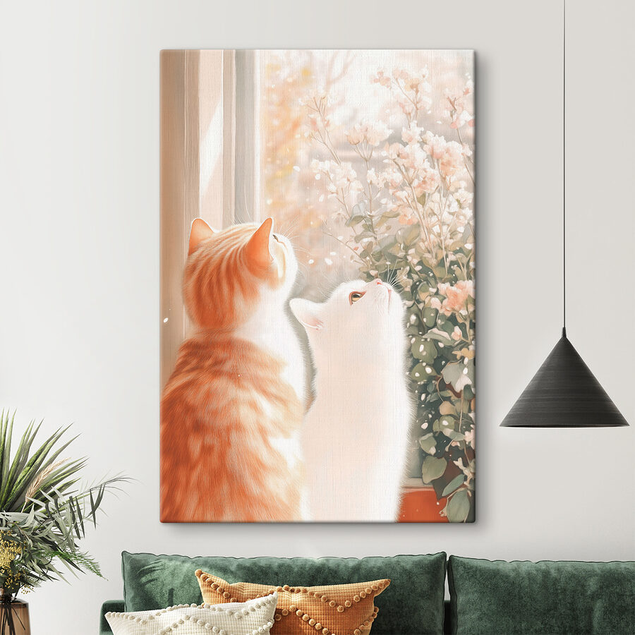 Twee katten kijken uit een raam Twee katten kijken uit een raam