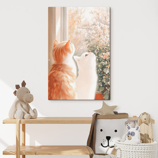 Twee katten kijken uit een raam Twee katten kijken uit een raam