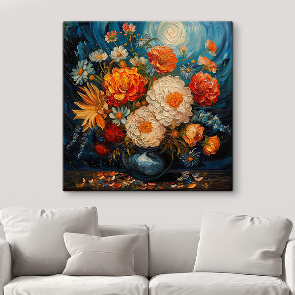 Schilderij van bloemen in een vaas Schilderij van bloemen in een vaas