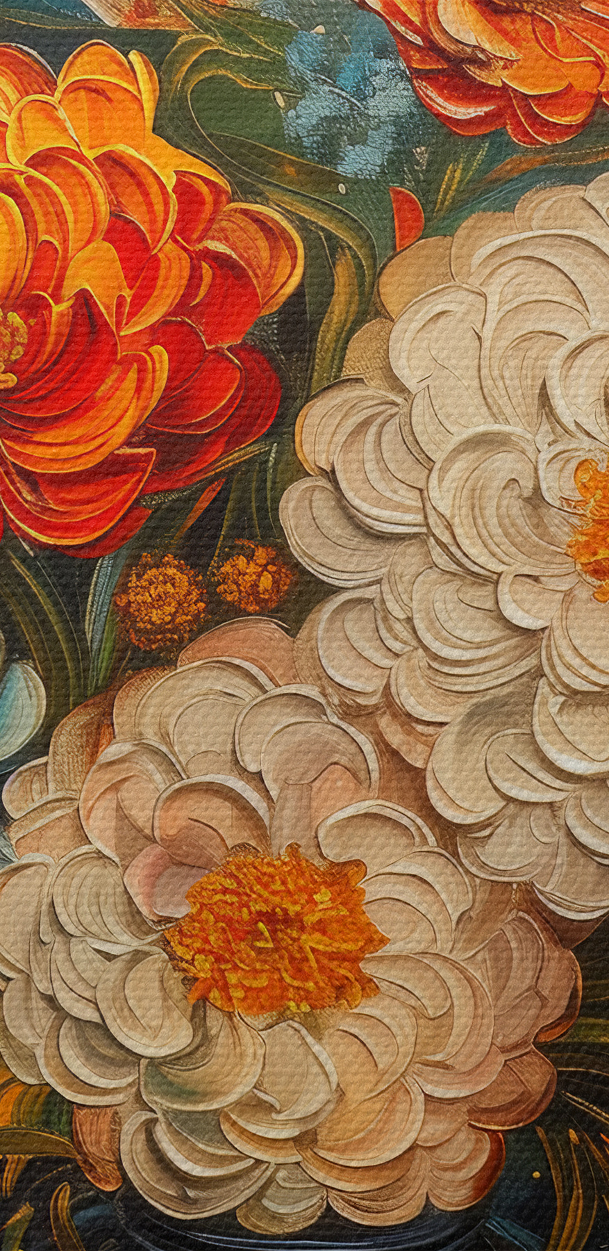 Schilderij van bloemen in een vaas