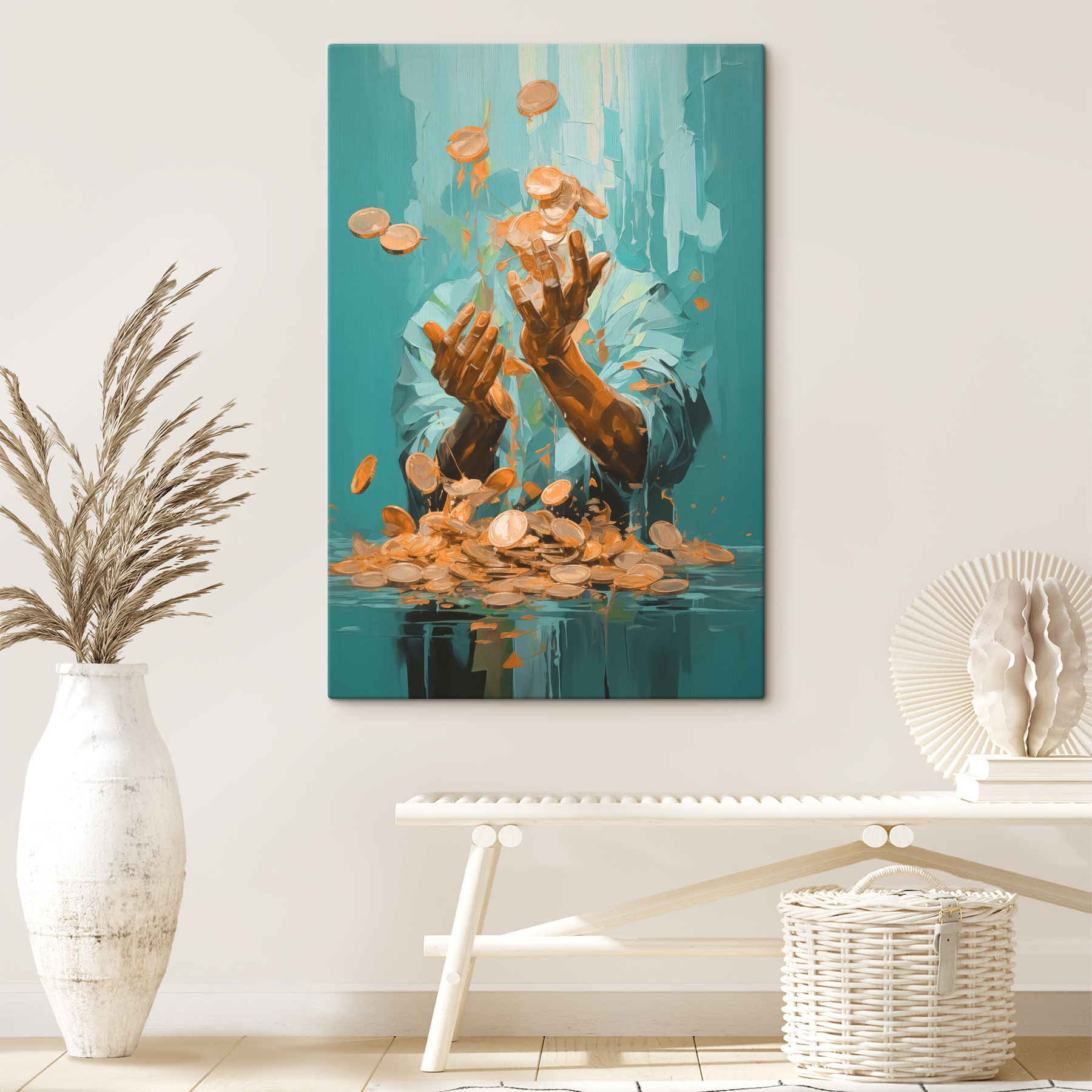 Person throwing coins into the air Person throwing coins into the air