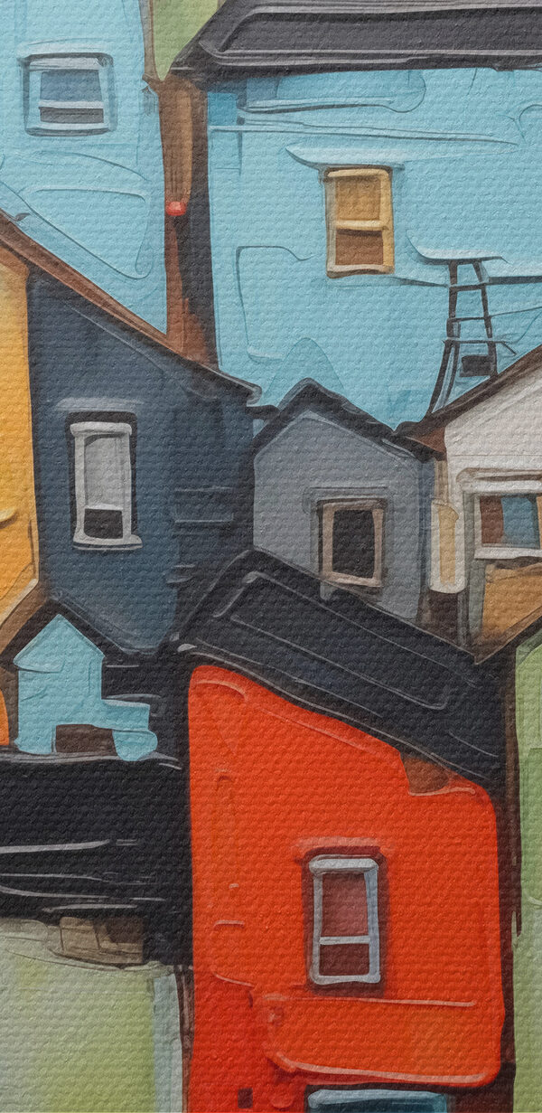 Schilderij van een stad Schilderij van een stad