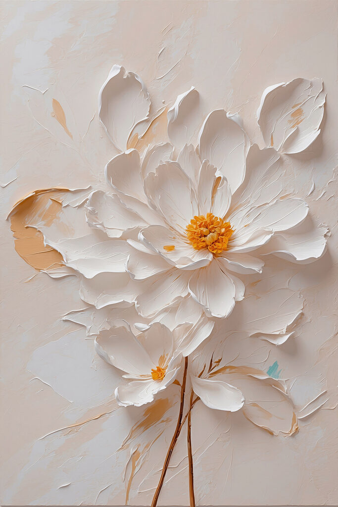 White flower with yellow center White flower with yellow center