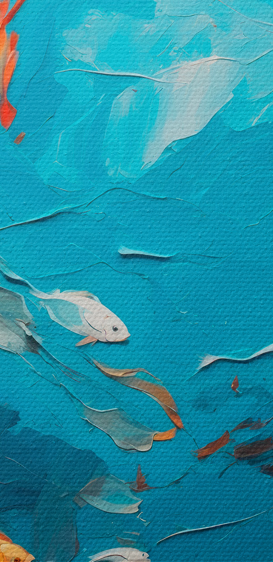 Schilderij van vissen zwemmend in het water