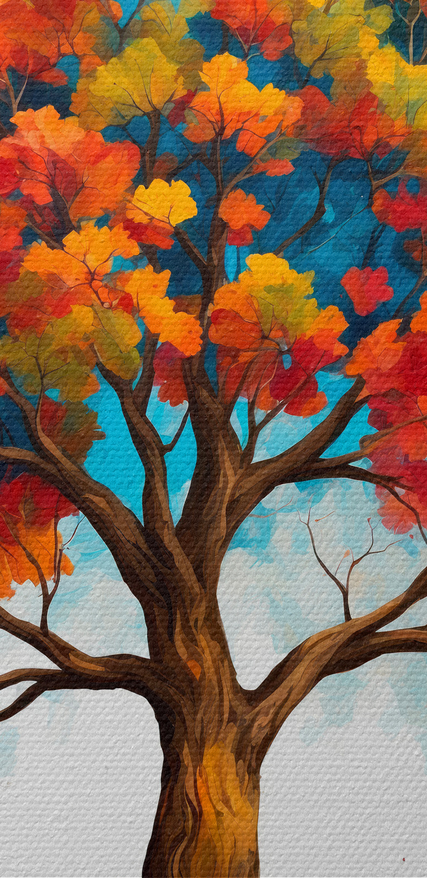 Schilderij van een boom met kleurrijke bladeren Schilderij van een boom met kleurrijke bladeren