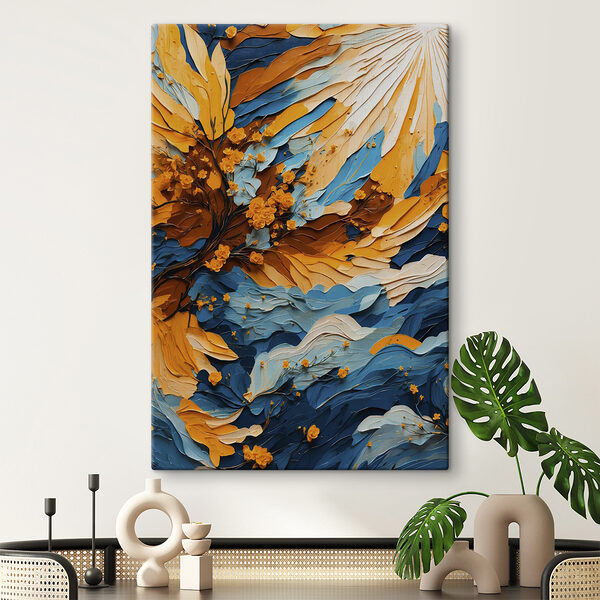 Schilderij van een boom met gele bloemen Schilderij van een boom met gele bloemen