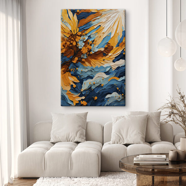 Schilderij van een boom met gele bloemen Schilderij van een boom met gele bloemen