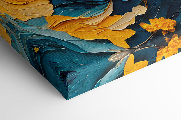 Schilderij van een boom met gele bloemen Schilderij van een boom met gele bloemen