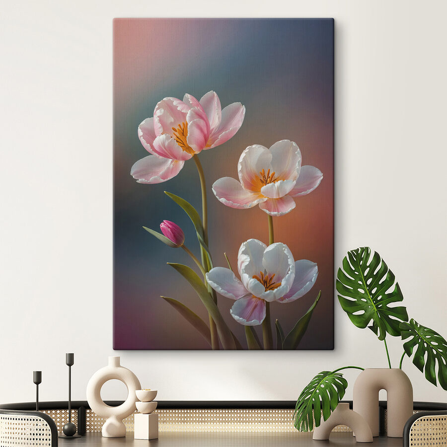 Groep roze en witte bloemen