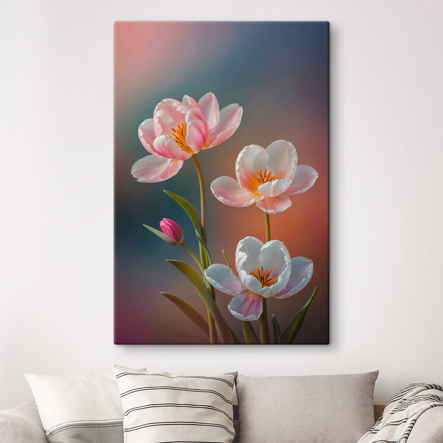 Groep roze en witte bloemen