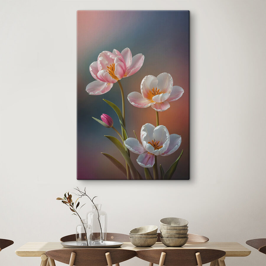 Groep roze en witte bloemen