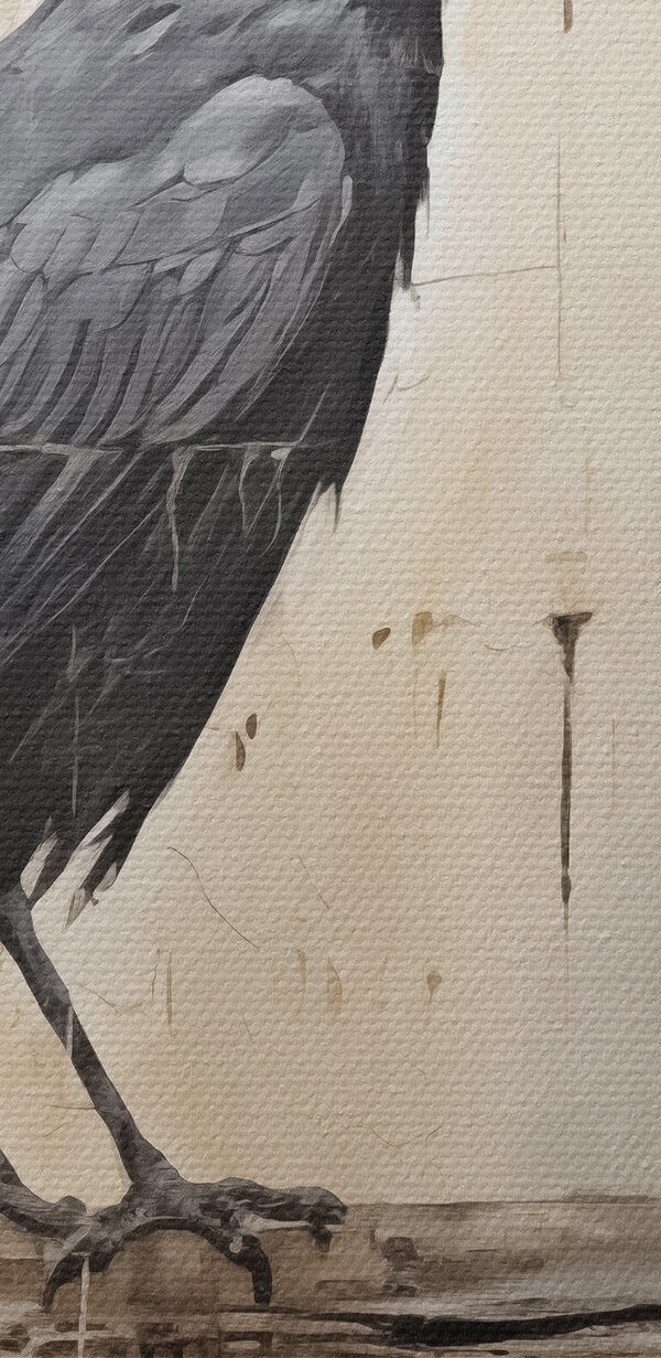 Schilderij van een vogel op een tak Schilderij van een vogel op een tak