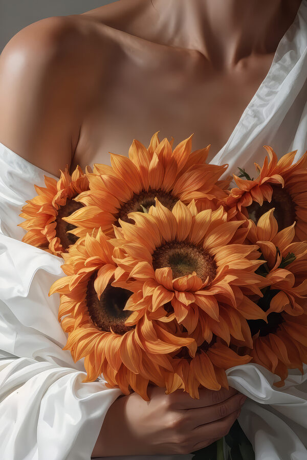 Vrouw met zonnebloemen Vrouw met zonnebloemen