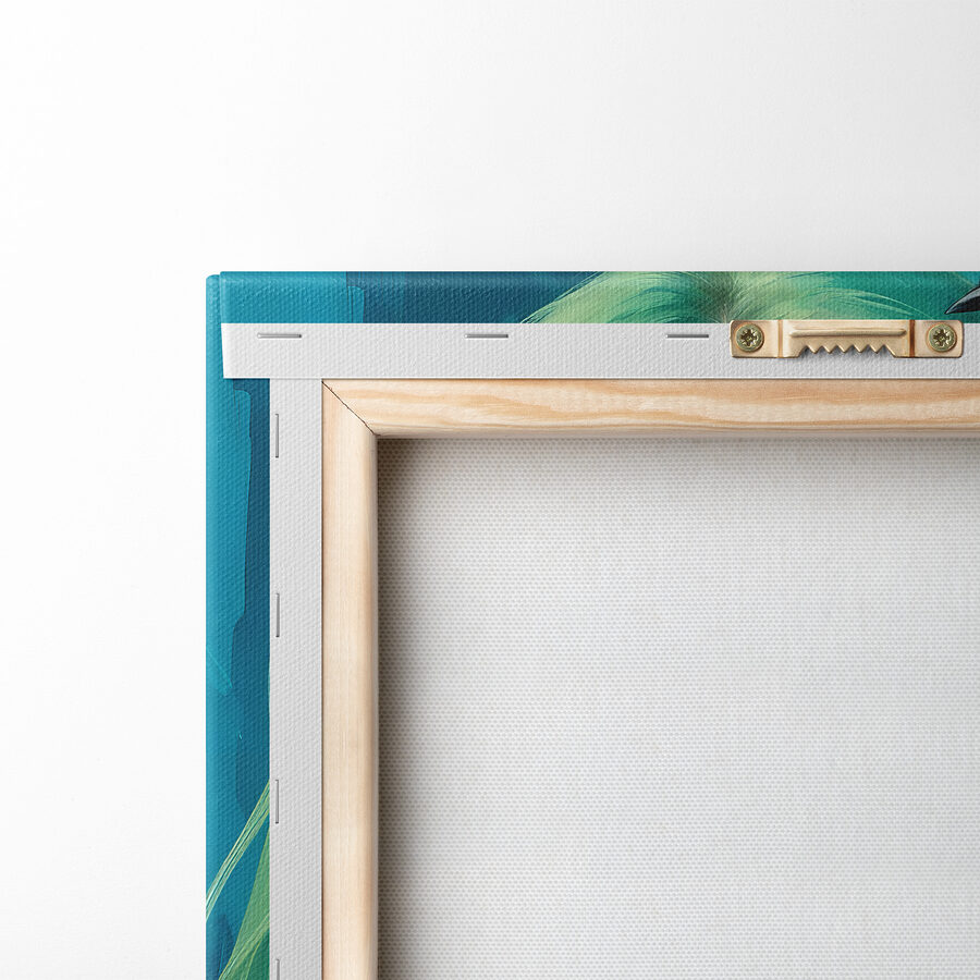 Canvas Schilderijen Vrouw met groen haar en een blauwe vogel - Afbeelding 5