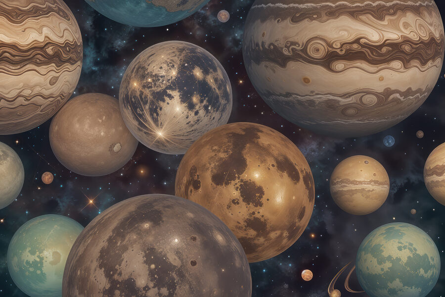Groep planeten in de ruimte