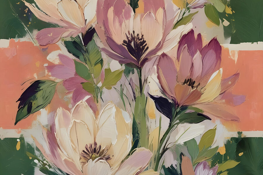 Schilderij van bloemen op een doek