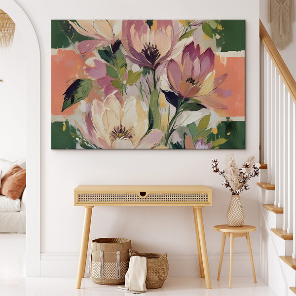 Schilderij van bloemen op een doek Schilderij van bloemen op een doek