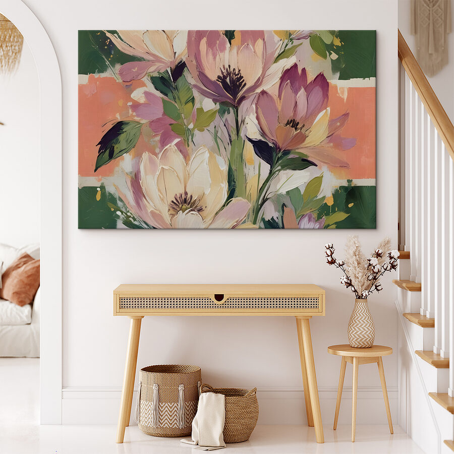 Schilderij van bloemen op een doek