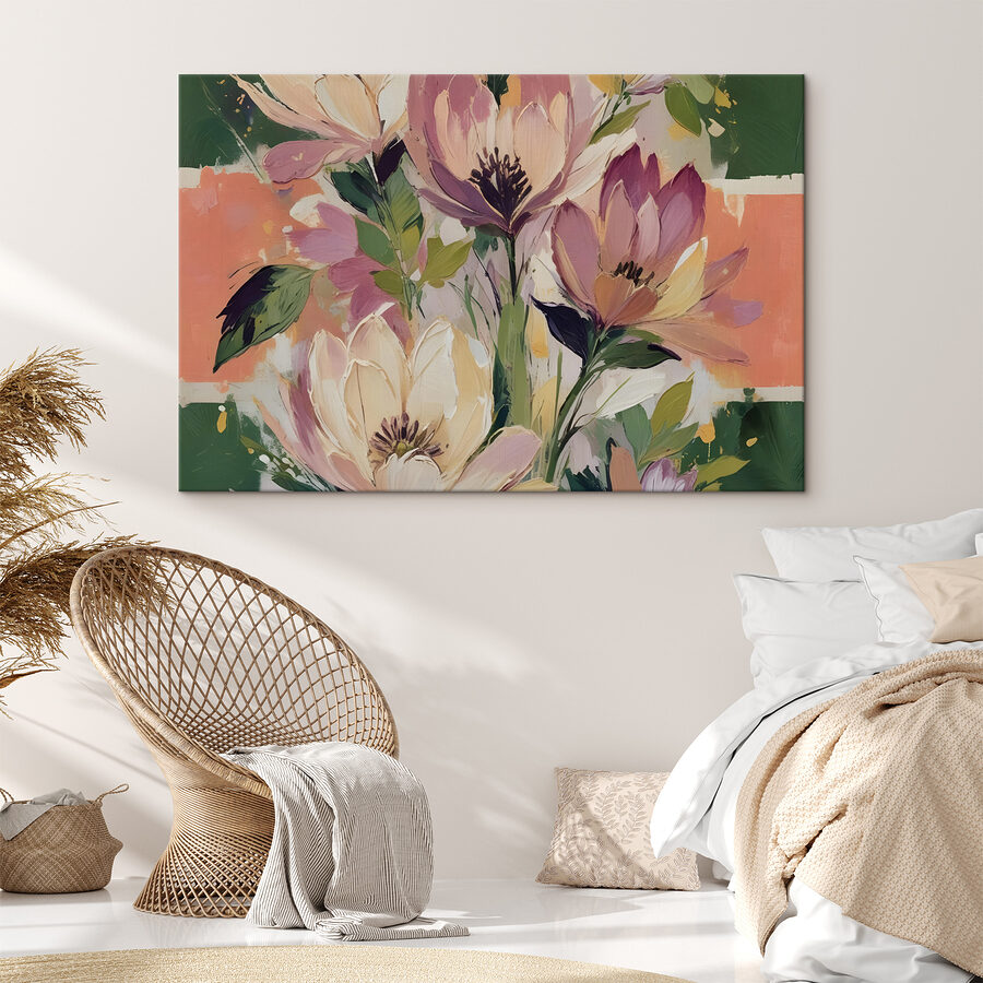 Schilderij van bloemen op een doek