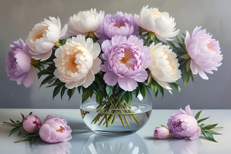 Vaas met bloemen op een tafel Vaas met bloemen op een tafel