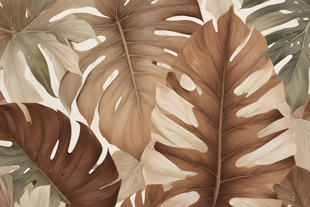 Group of brown and white leaves