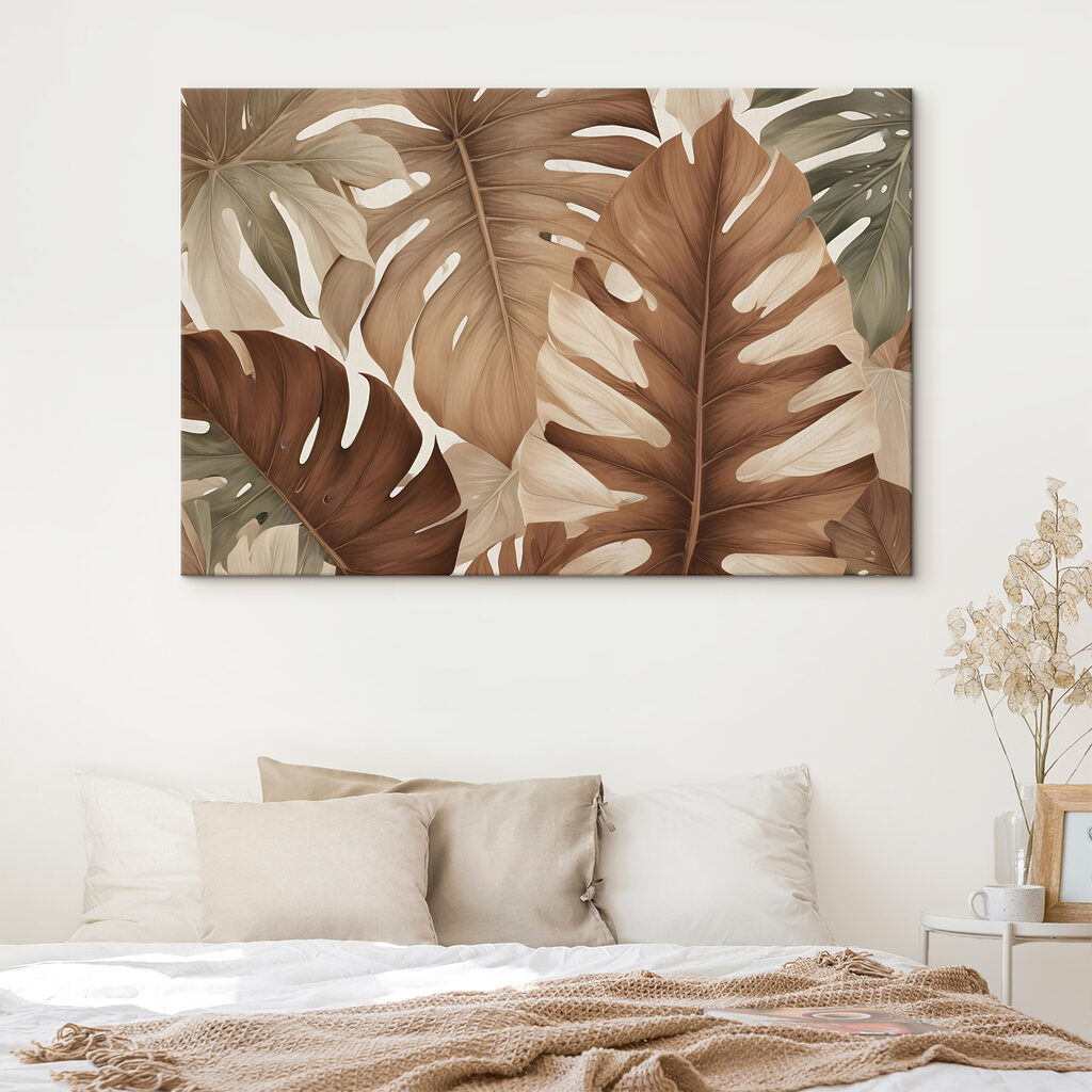 Group of brown and white leaves