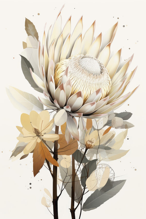 Bloem met bladeren en een witte bloem Bloem met bladeren en een witte bloem