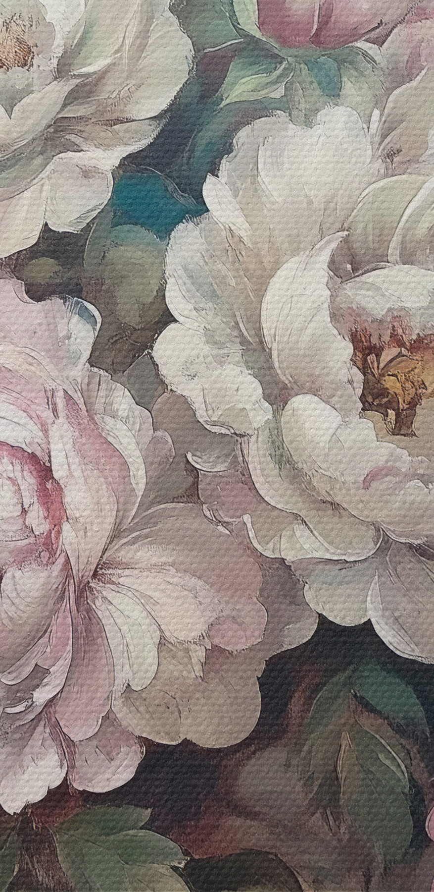 Schilderij van bloemen op een blauwe achtergrond Schilderij van bloemen op een blauwe achtergrond