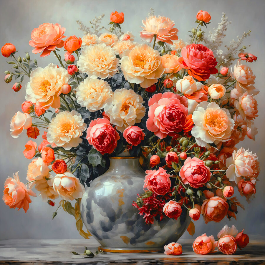 Vaas met bloemen op een tafel