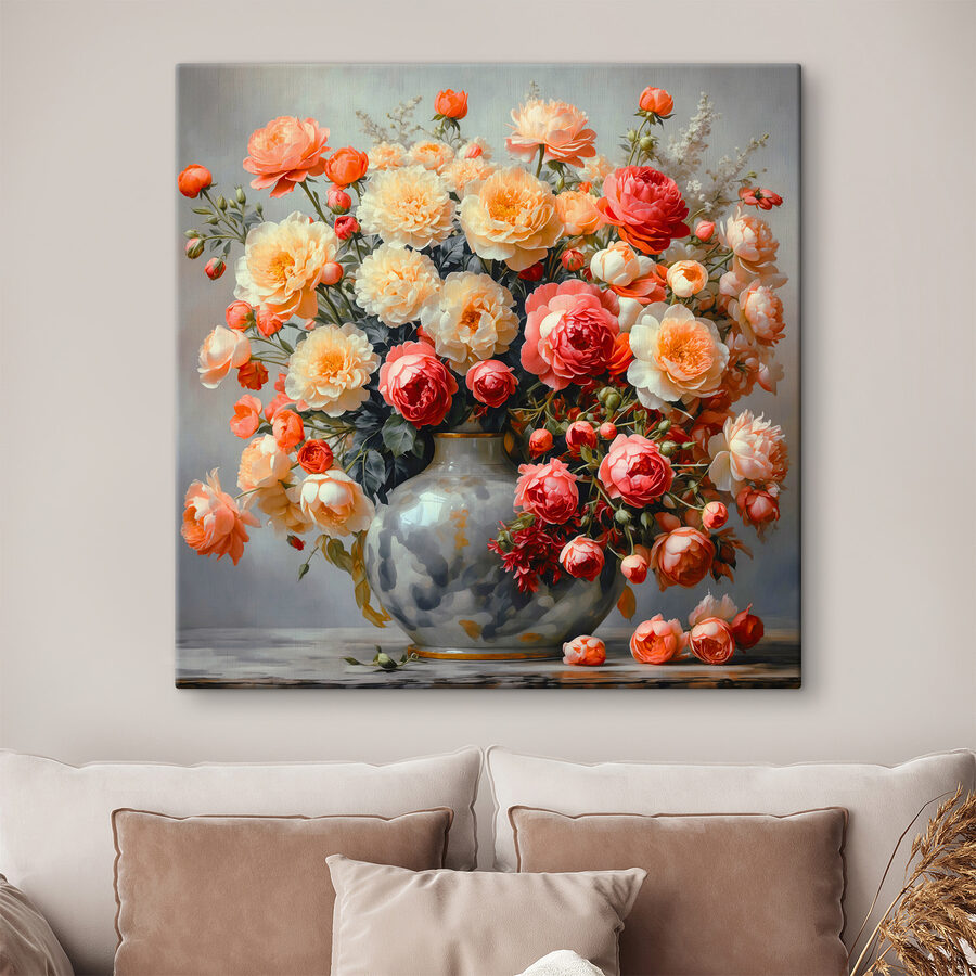 Vaas met bloemen op een tafel