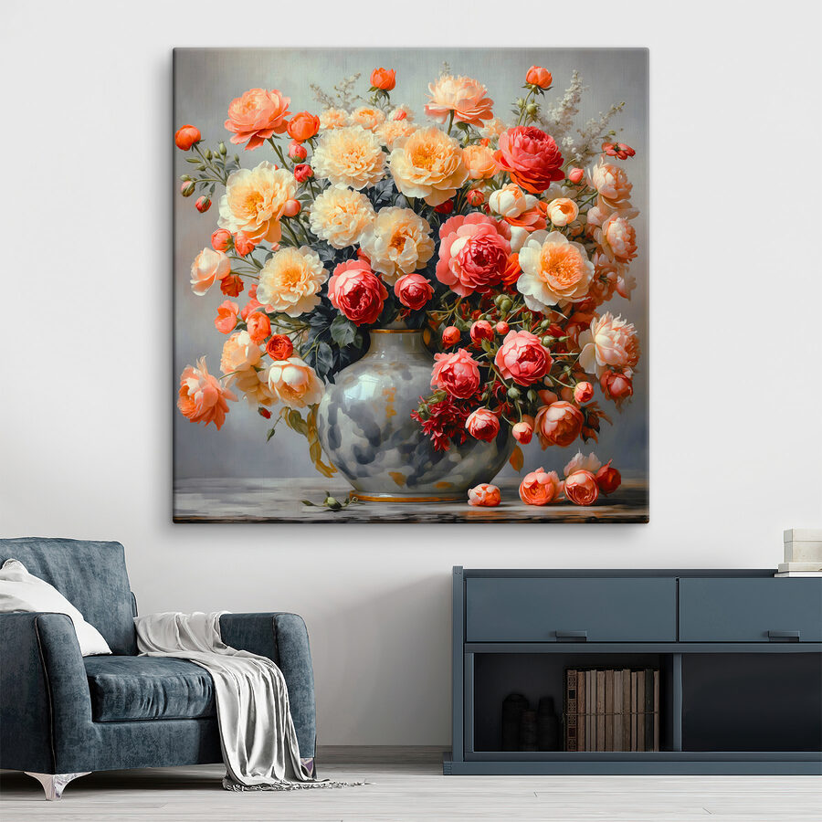Vaas met bloemen op een tafel