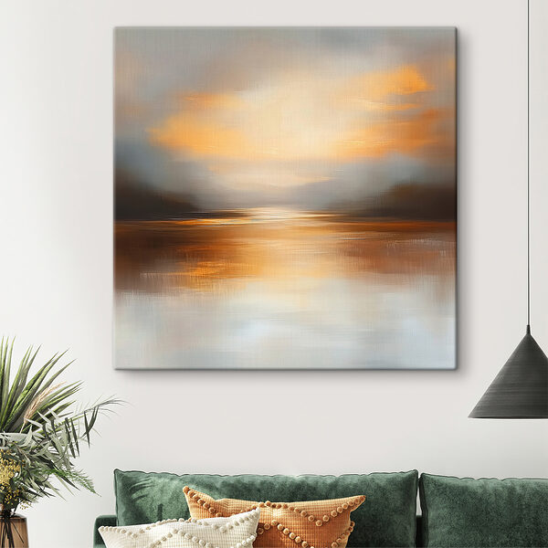 Zonsondergang boven water Canvas Schilderijen Zonsondergang boven water