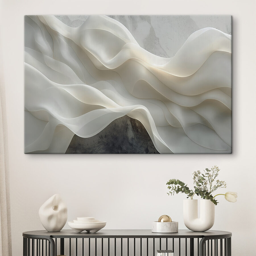 Witte stof met golvende plooien