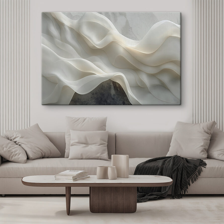 Witte stof met golvende plooien