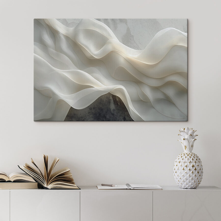 Witte stof met golvende plooien