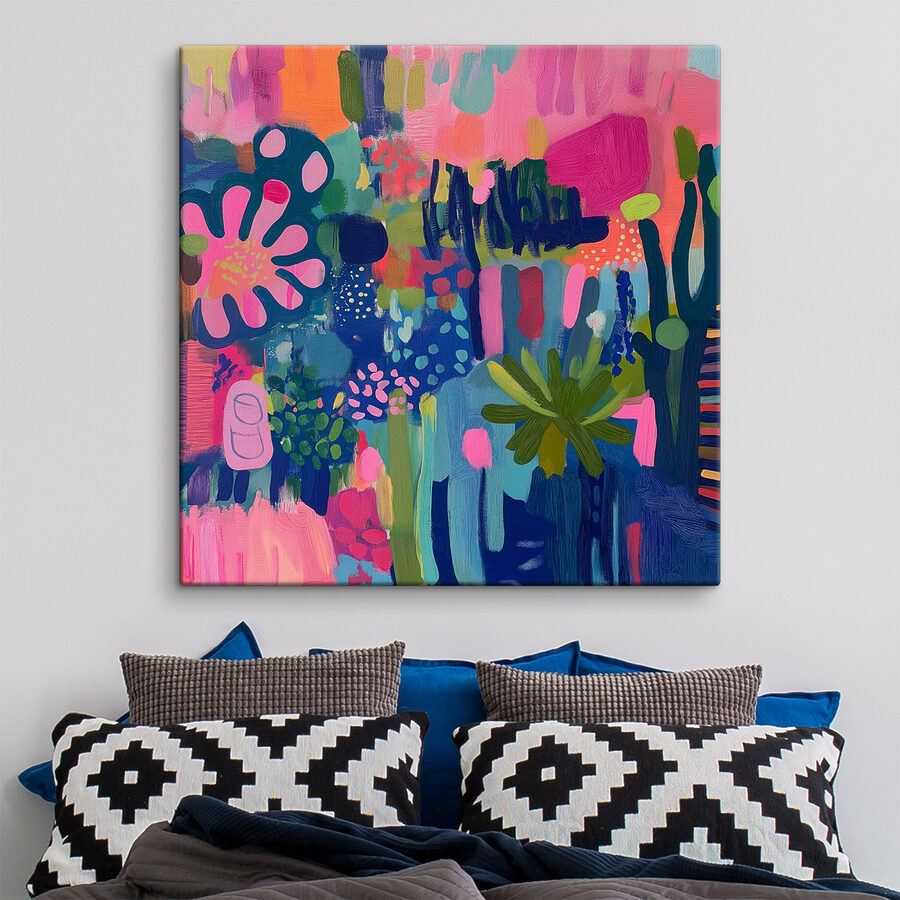 Kleurrijk schilderij van bloemen en planten Kleurrijk schilderij van bloemen en planten