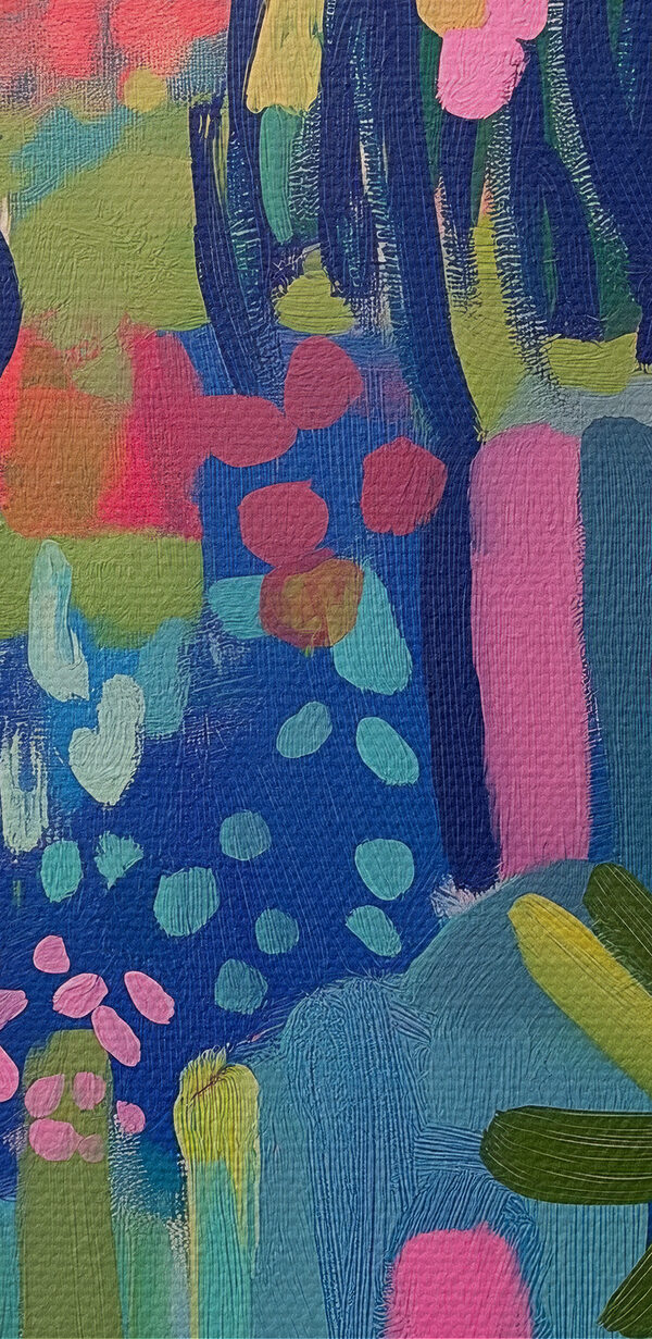 Kleurrijk schilderij van bloemen en planten Kleurrijk schilderij van bloemen en planten