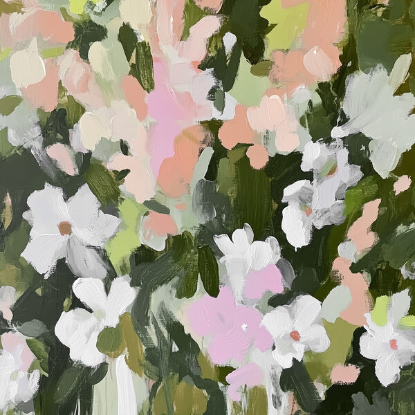 Schilderij van bloemen en bladeren Schilderij van bloemen en bladeren
