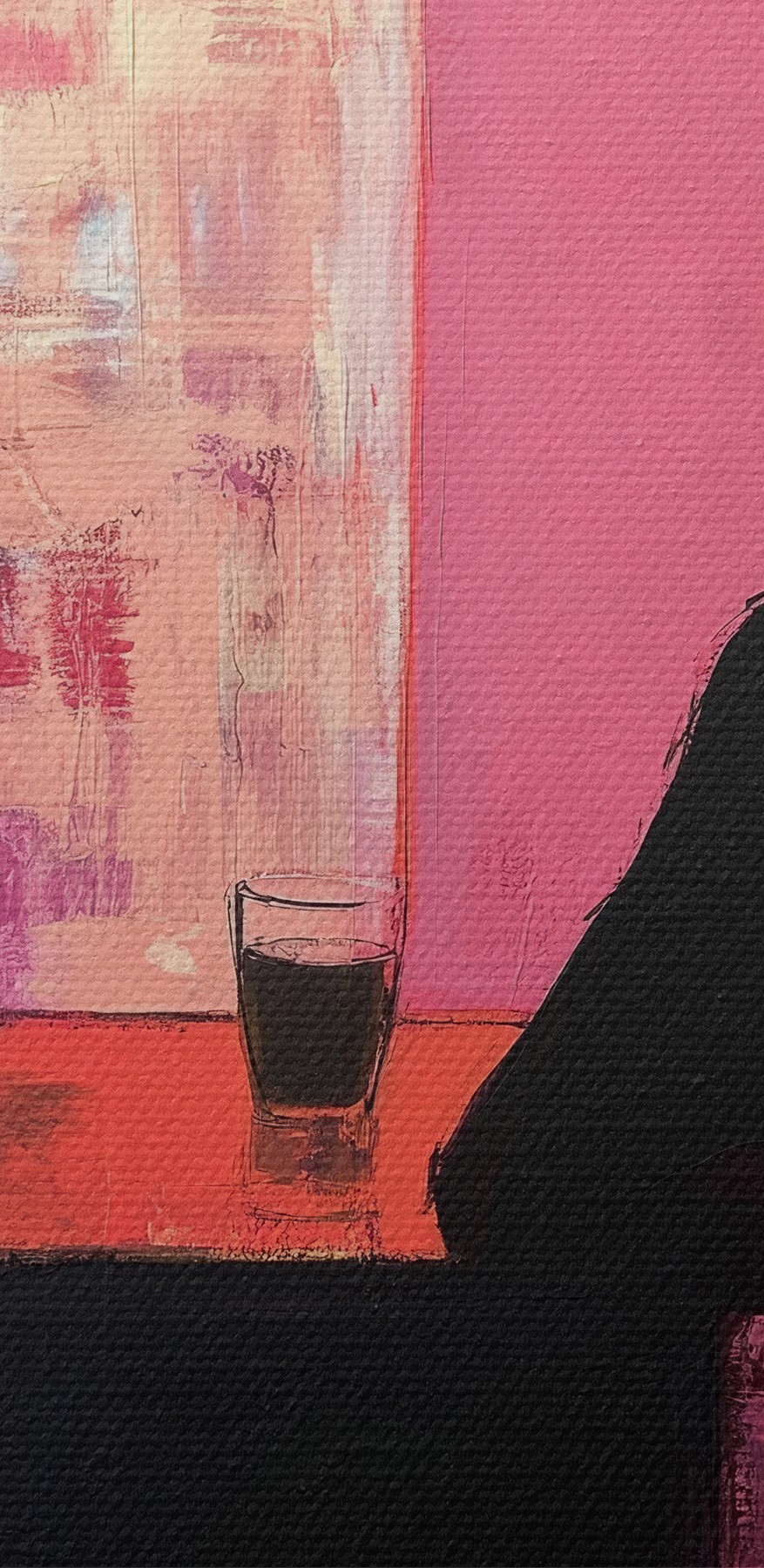 Schilderij van een vrouw zittend aan een tafel