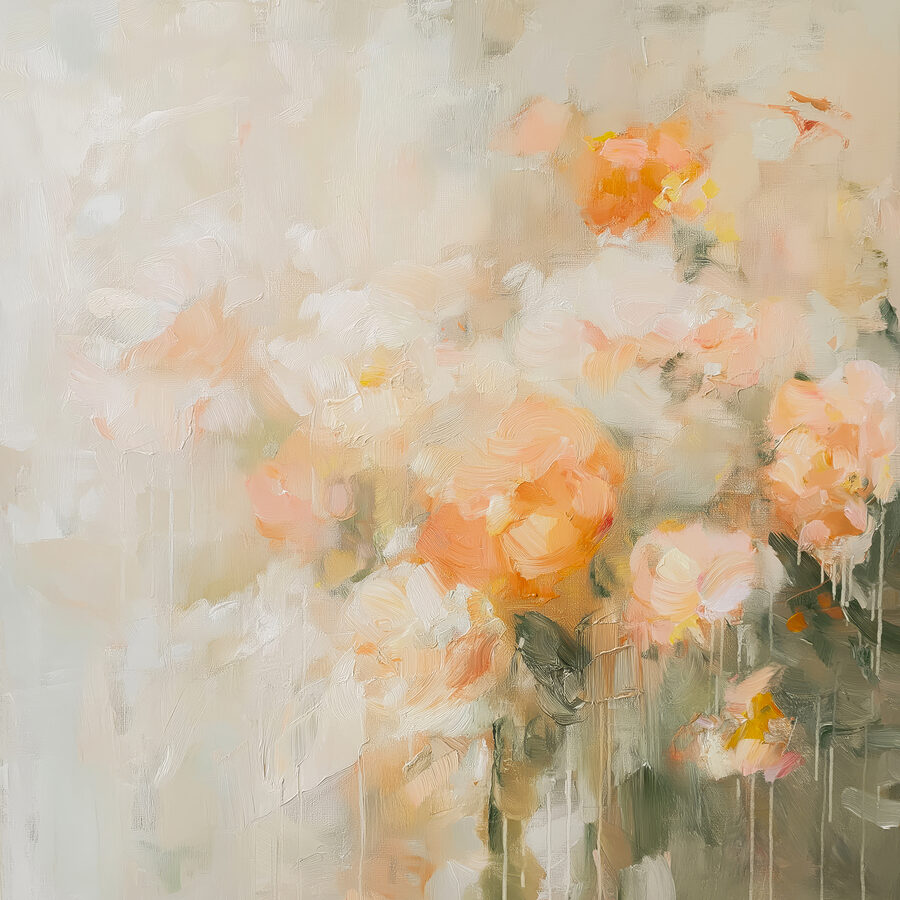 Schilderij van bloemen op een wit oppervlak